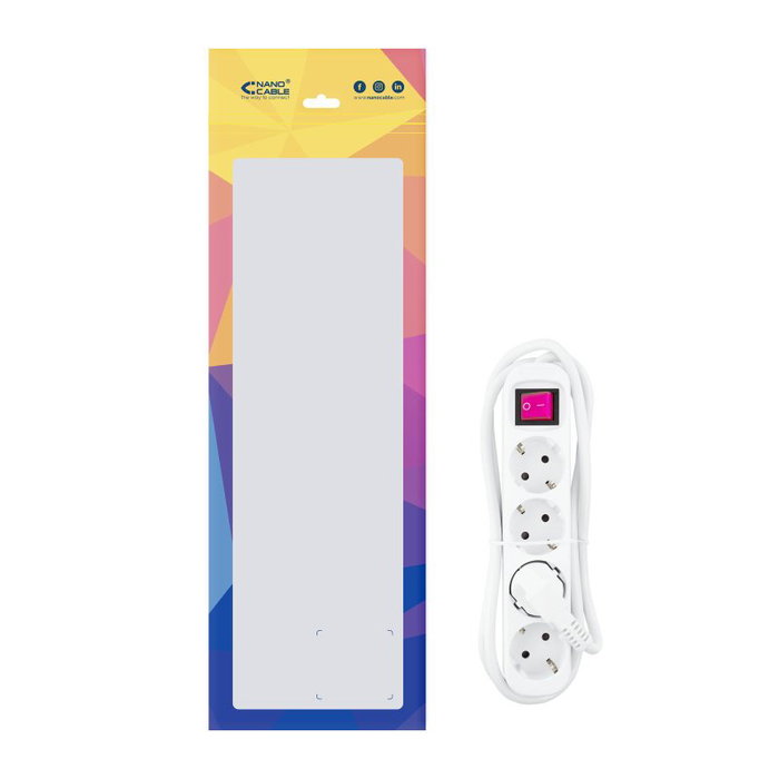 Nanocable Regleta de 4 Tomas con Interruptor, 1.4 m, Blanca Nanocable Regleta de 4 Tomas con Interruptor, 1.4 m, Blanca